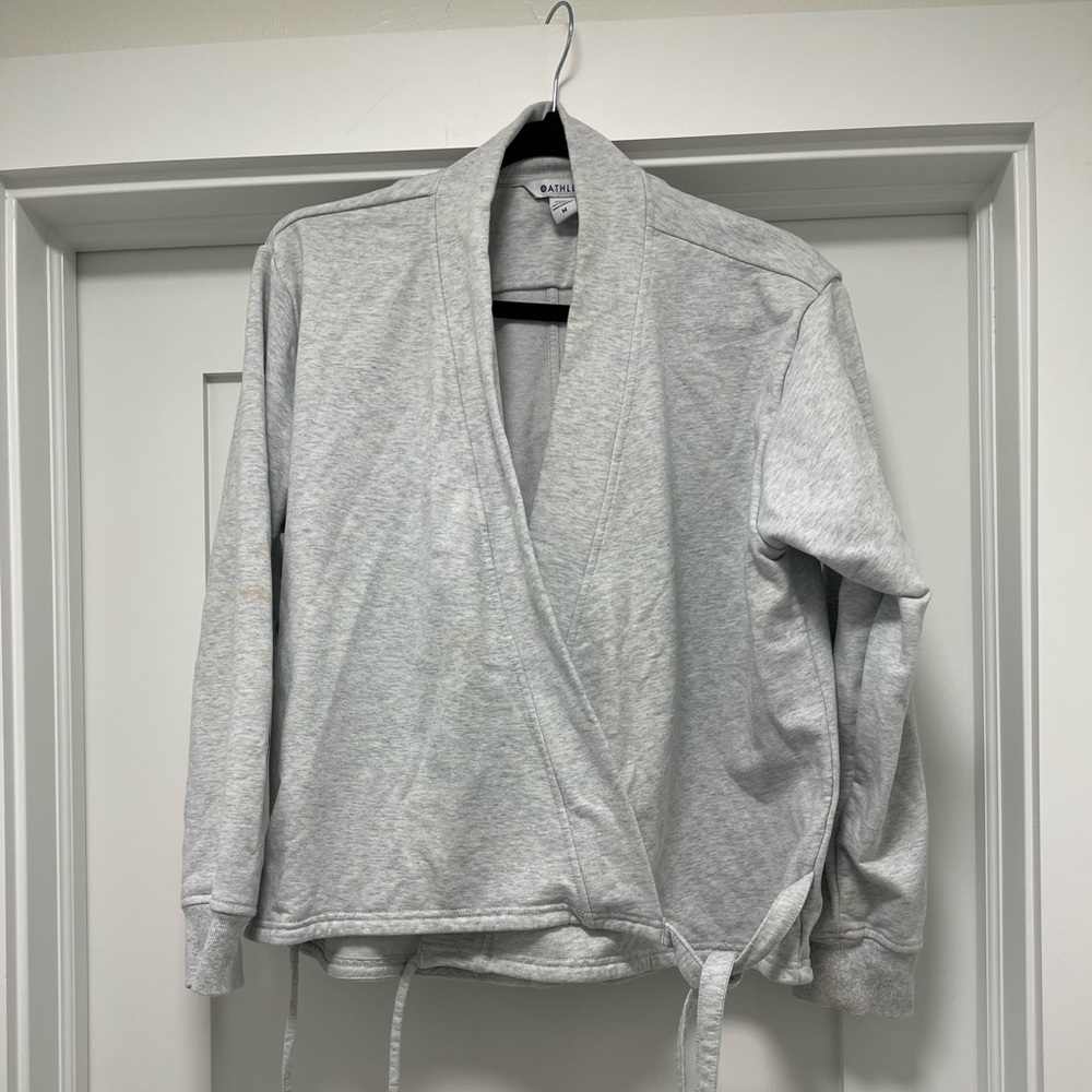 Athleta Women’s Gray‎ Tie Front Cotton Athletic Sweatshirt Size Medium